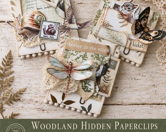 Junk Journal Hidden Paperclip Kit | Woodland Digital Printable Ephemera, Craft Projects | Nature Forest Rustic | Digital Download