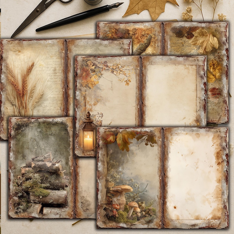 Digital Autumn Junk Journal Pages, 20 Printable | Rustic Fall for ...
