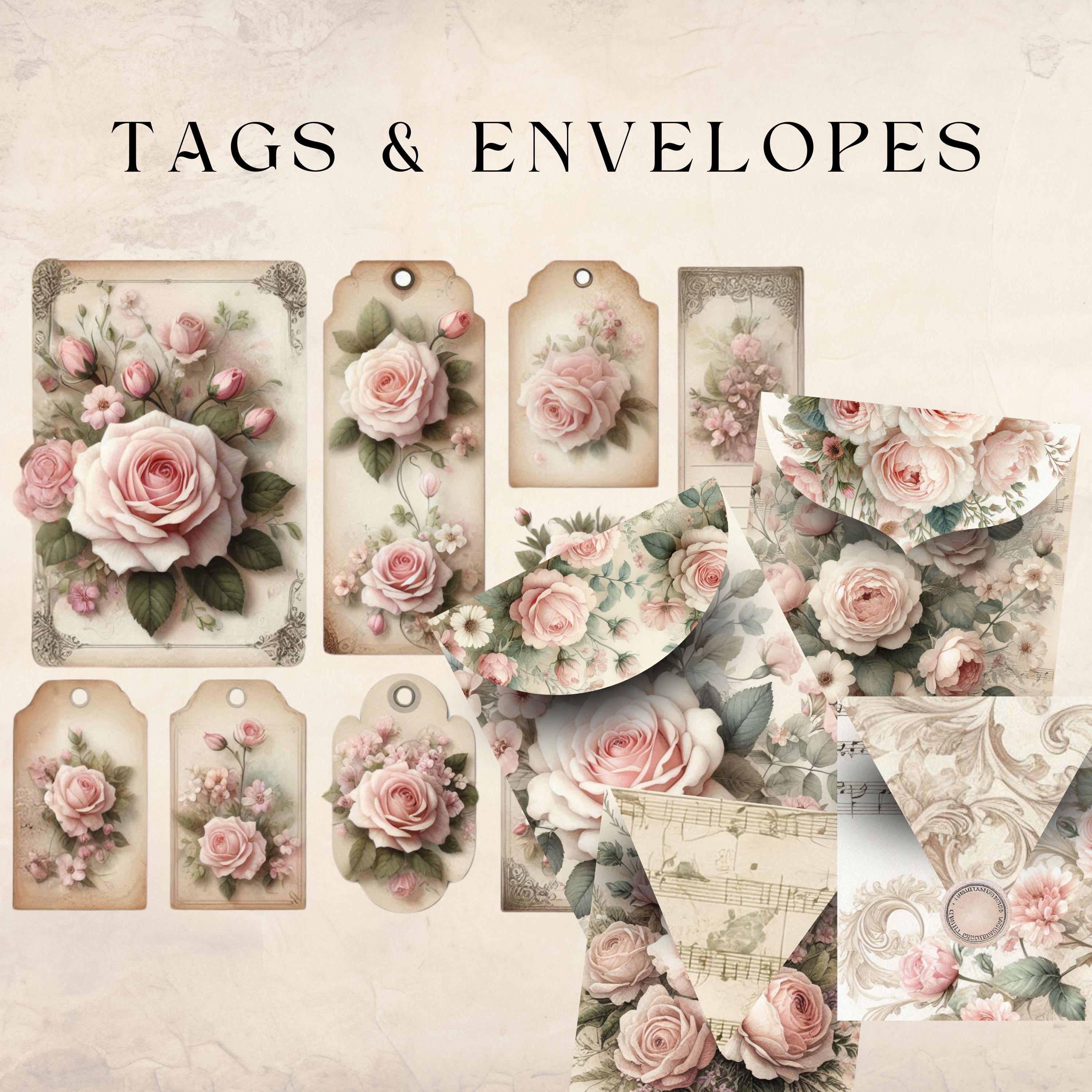 Vintage Roses Complete Junk Journal Kit – Shabby Chic Pages Ephemera ...