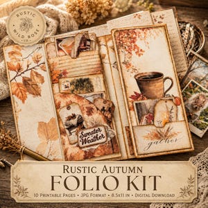 Rustic Autumn Folio Kit – Vintage Junk Journal Pages (Digital Download)