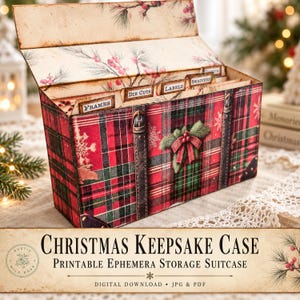 Vintage Christmas Keepsake Case | Printable Storage Box Kit | Digital Download for Junk Journals, Holiday Ephemera & Scrapbooking Crafts