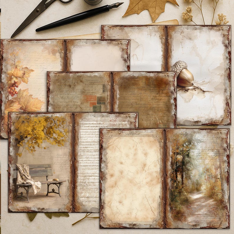 Digital Autumn Junk Journal Pages, 20 Printable | Rustic Fall for ...