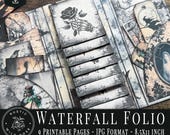 Printable Spooky Halloween Junk Journal Waterfall Folio Kit,  Gothic Ephemera, Vintage Printable Pages, Scrapbook