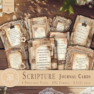 Schede bibliche digitali per il journaling della Bibbia / Set stampabile di fede vintage per appunti di preghiera devozionale / Download di incoraggianti illustrazioni cristiane