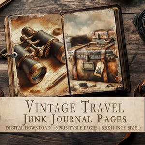 Junk Journal Digital Kit Travel, Vintage Voyage Ephemera, Alte Welt druckbare Seiten, Antique Art Collage Sheets, Reise Sammelalben Kit