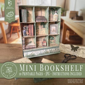 Mini Bookshelf Digital Kit: Vintage Ephemera Storage, Junk Journal Organizer (Digital Download)