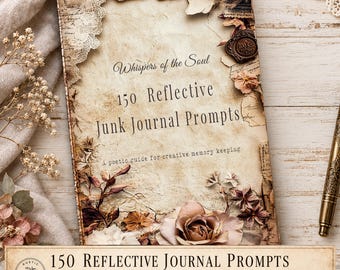 150 Junk Journal Prompts | Printable Digital Journal with Creative Writing & Art Prompts | DIY Junk Journaling Inspiration Book Kit