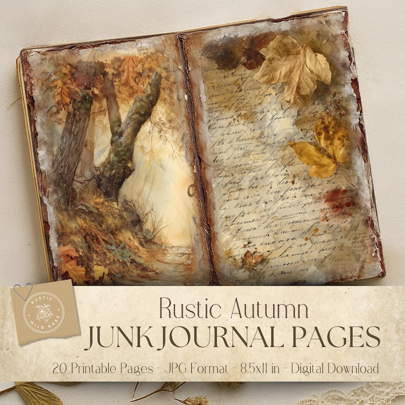Digital Autumn Junk Journal Pages, 20 Printable | Rustic Fall for ...