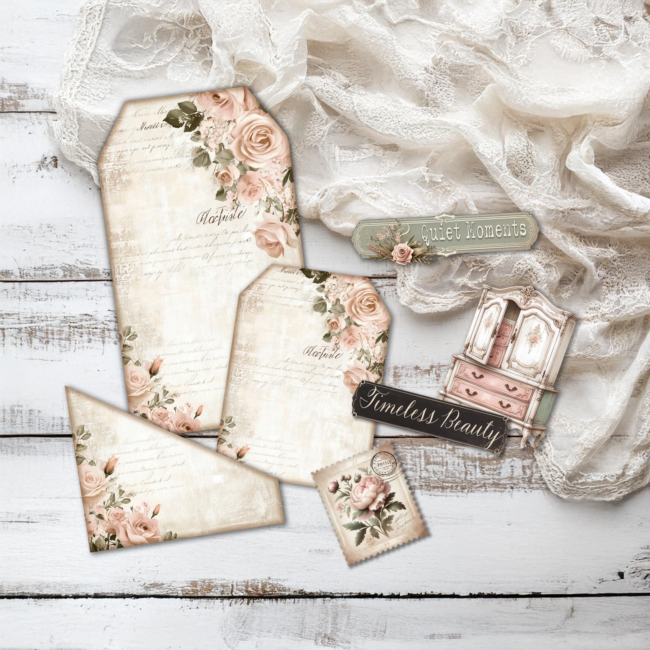Digital Shabby Chic Loaded Pocket Tags – Vintage Floral Ephemera ...