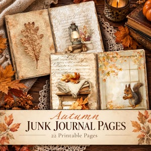Printable Junk Journal Pages, Autumn Vintage papers for Scrapbooking and Paper Crafts, Digital Download