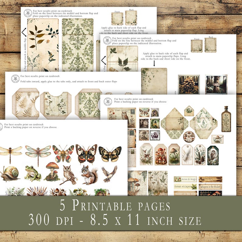 Digital printable woodland-themed hidden paperclips featuring forest animals, mushrooms, leaves, acorns, and rustic textures. Perfect for junk journaling, scrapbooking, planners, and DIY crafts. High-resolution designs for easy print-and-cut assembly. Ideal for nature lovers and woodland-themed projects. Adds a charming, functional embellishment to handmade journals and creative paper crafts. Instant download, print as many as needed.