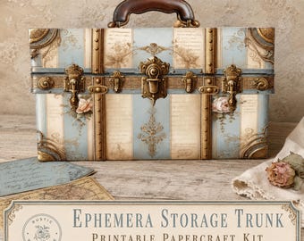 French Country Ephemera Storage Suitcase | Printable Accordion Organizer | Junk Journal Storage Kit | Digital Download