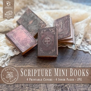 Digital Mini Scripture Book, Christian Digital Vintage, Printable Mini Book set for Devotional Crafting, Instant Download