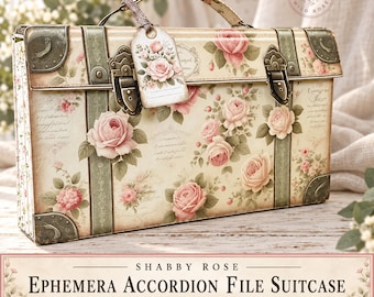 Vintage Rose Accordion Storage Trunk | Printable Ephemera Organizer | Junk Journal Storage Kit | Digital Download