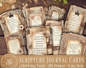 Digital Bible Journaling Scripture Cards | Vintage Faith Printable Set for Devotional Prayer Notes | Encouraging Christian Art Download