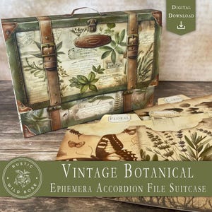 Valise pour accordéon numérique botanique | Pochettes pour dossiers de rangement éphémères imprimables, intercalaires, folio pour journal indésirable, organiseur
