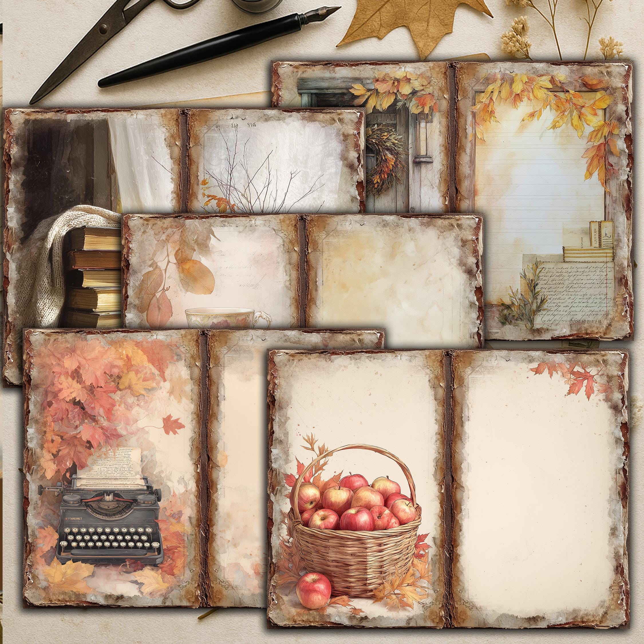 Digital Autumn Junk Journal Pages, 20 Printable | Rustic Fall for ...