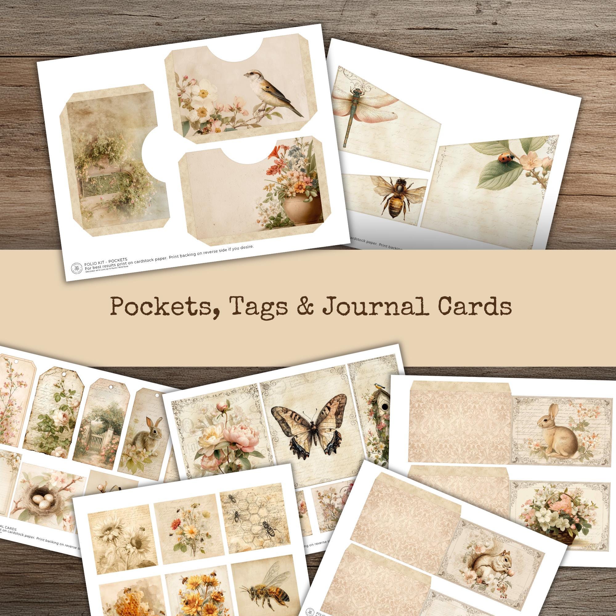 Spring Botanical Junk Journal Large Folio Kit Printable Vintage Garden ...