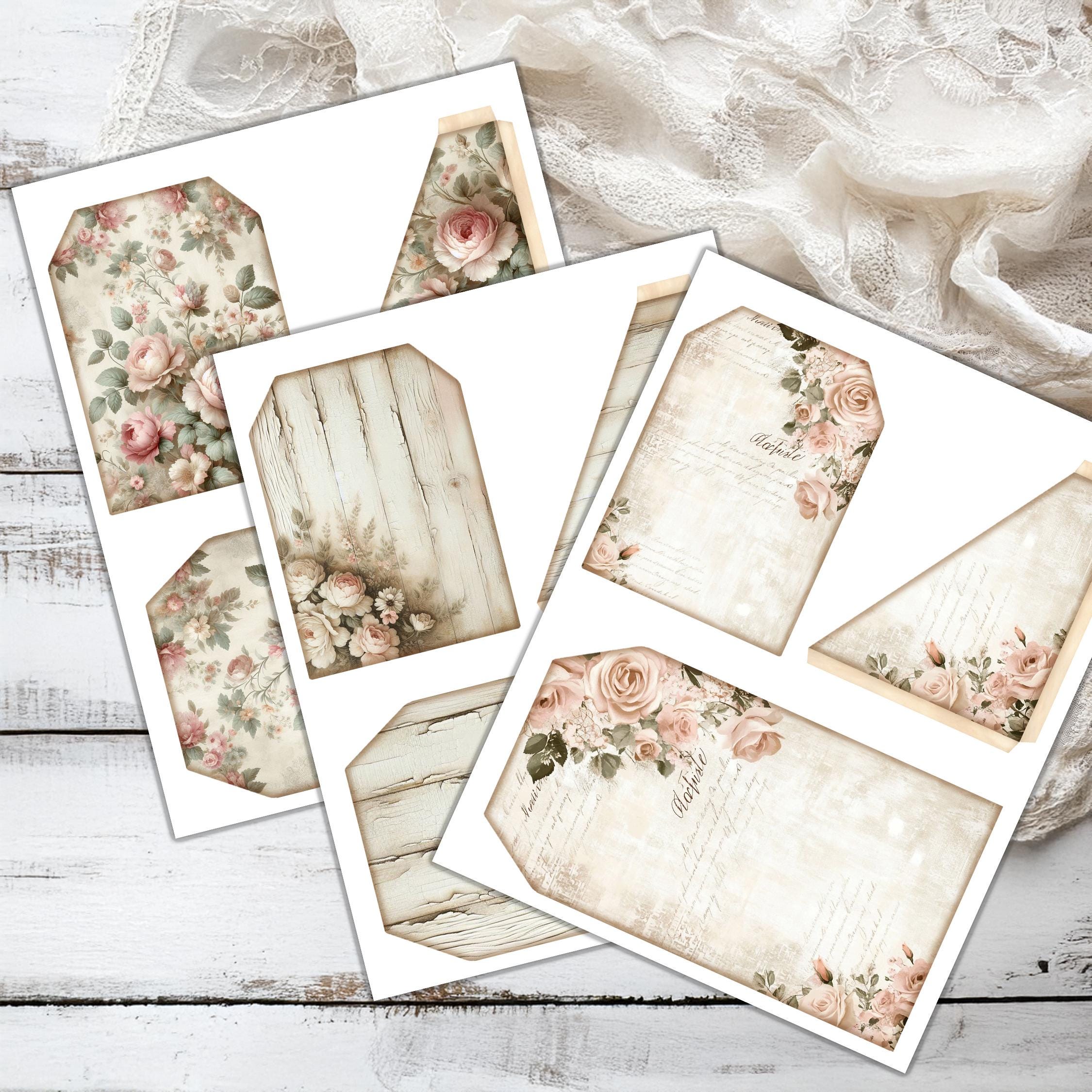 Digital Shabby Chic Loaded Pocket Tags – Vintage Floral Ephemera ...