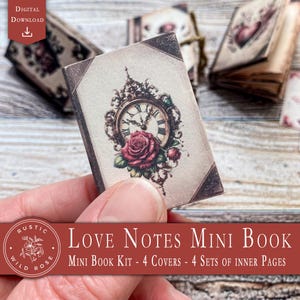 Romantic Vintage Love Notes Mini Book Kit – Printable Junk Journal Set – Shabby Chic Digital Download for Crafters