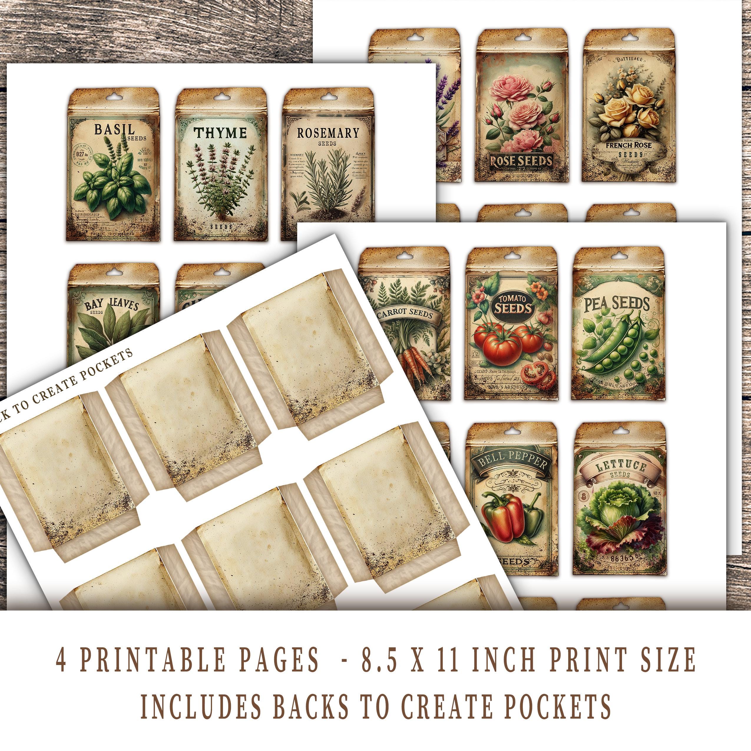 Digital Vintage Seed Packet Printables – Herbs, Flowers & Vegetables ...