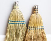 Pair of Vintage Whisk Brooms Hand Brooms - Tattered - Rustic - Farmhouse - Cottage - Primitive Decor - Measure 11.5 quot and 10.75 quot