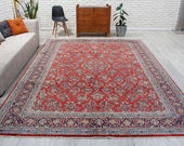 8 39 4 quot x 11 39 6 quot Palace Size Full Pile Red Azeri Rug, Red Medallion Carpet , Antique Soft Area Rug 00042040