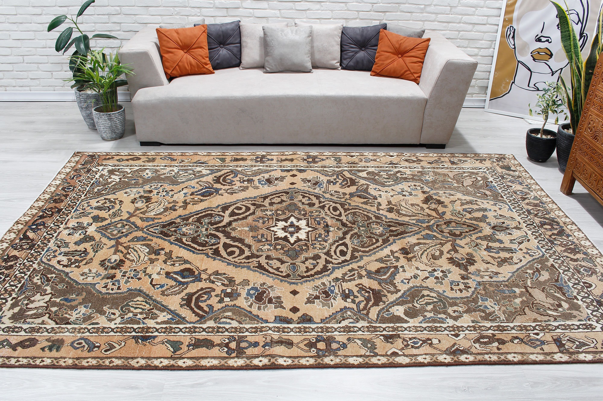 6'7 X 9'10vintage Living Room Area Rug Etsy UK