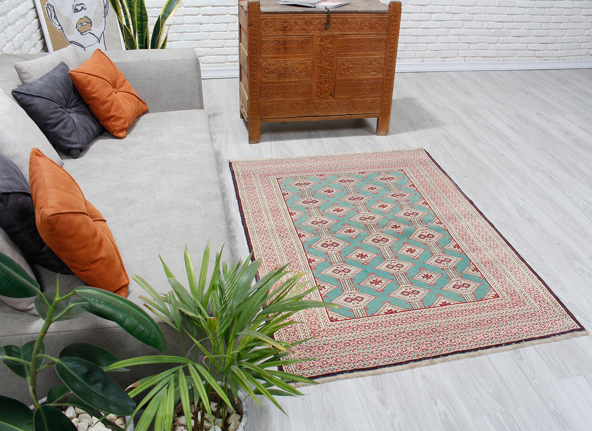 4' X 5'5 Pastel Green Bedroom Rug geometric Etsy