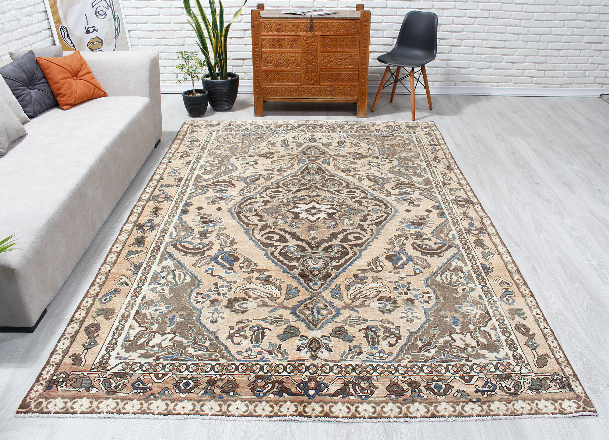 6'7 X 9'10vintage Living Room Area Rug Etsy