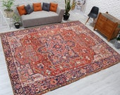 9 39 4 quot x 11 39 10 quot Ultra Unique Geometric Rug ,Medallion Red Rug , Soft Luxury Rug, Pastel Red Carpet 00013101