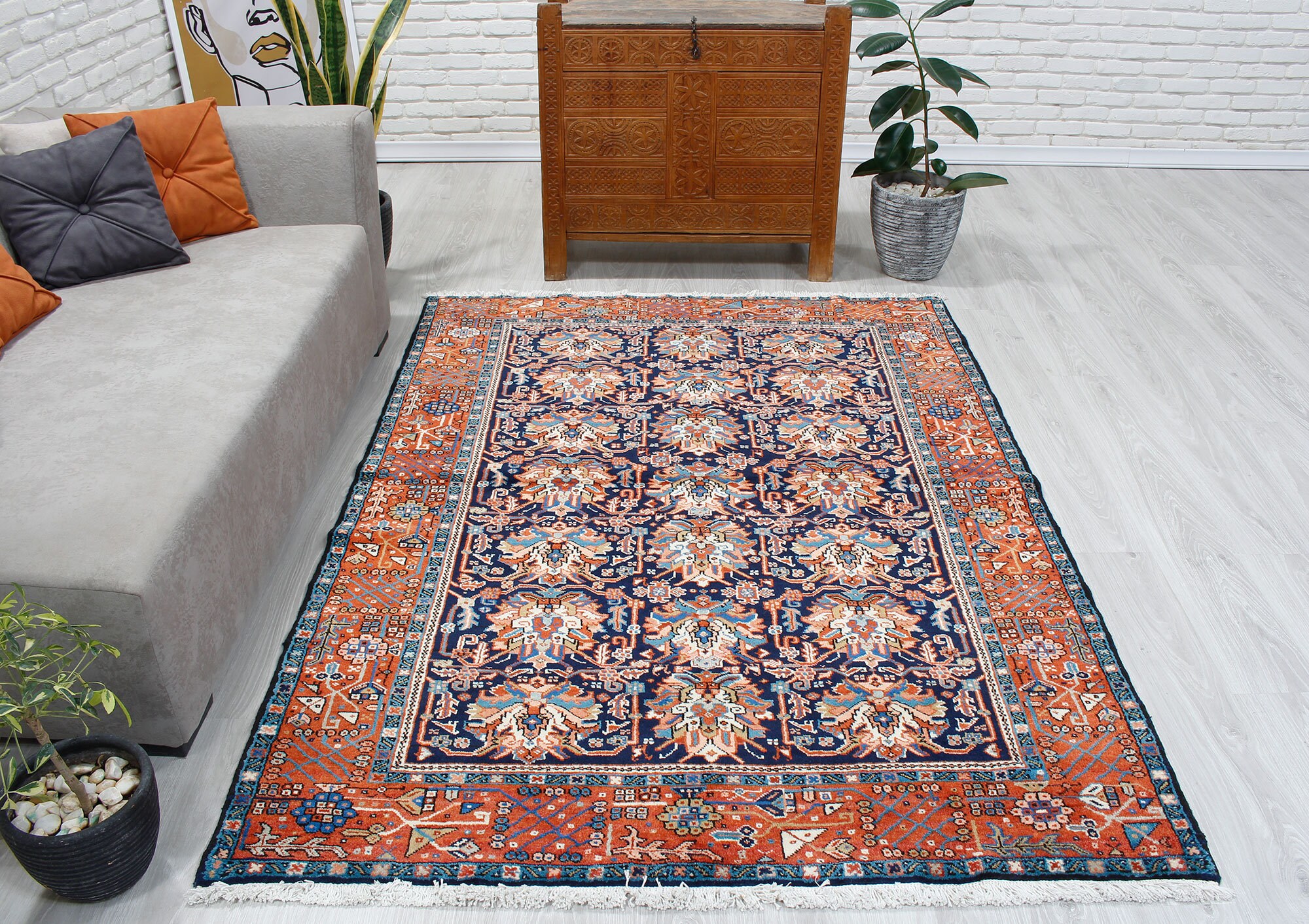 5'3 x 7'3 Beautiful Vintage Area Rug Etsy