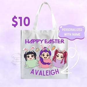 K Pop Demon Hunters Easter Egg Bag | Easter Basket Bag | Personalized KPop | Saja Boys | Custom K Pop Easter Basket Tote