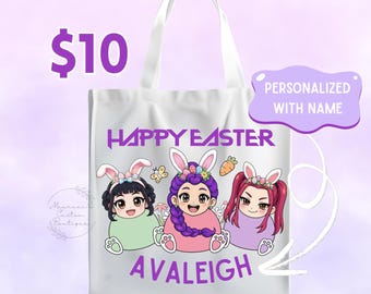 K Pop Demon Hunters Easter Egg Bag | Easter Basket Bag | Personalized KPop | Saja Boys | Custom K Pop Easter Basket Tote