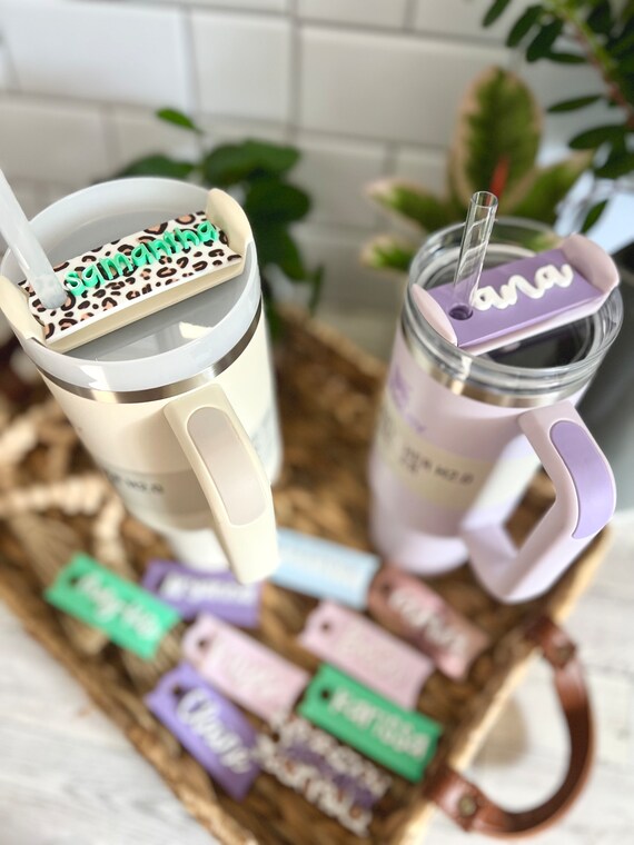 Home & Living :: Kitchen & Dining :: Drinkware :: Drink Accessories ::  Stanley Tumbler Name Plate, FREE SHIPPING, Confetti Glitter Tumbler Name  Tag, Personalized Straw Tag, 30oz 40oz Stanley Cup Tag