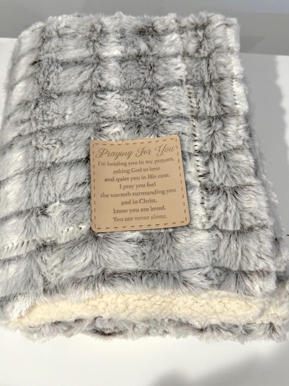 Customized Saying Prayer Blanket | Leather Patch Blanket | Prayer Gift | Passing Blanket | Memorial Gift | In Our Prayers Gift