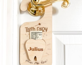 Personalized Tooth Fairy Hanging Door Money Holder | Custom Tooth Fairy Money Coins | Tooth Fairy Alternative |  Kids Tooth Fairy Idea Gift