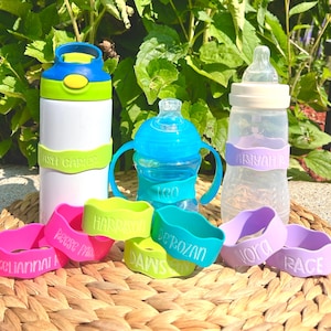 Personalized Silicone Bottle Bands | Custom Bottle Band | Personalized Name Band for bottles | Silicone Name Band | Cup Band | Tumbler Band