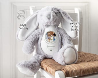 Personalized Photo Memorial Plush | Bunny | Personalised Grandparent Memory Teddy | Handpicked For Earth | Sent With A Kiss From Heaven