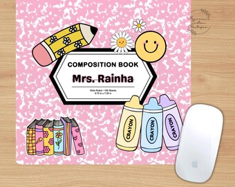 Teacher Mouse Pad | Composition Notebook Mouse Pad | Custom Teacher Mouse Pad | Teacher Gift, Teacher Appreciation Gift | Classroom Decor