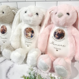 Personalized Photo Memorial Plush | Bunny | Personalised Grandparent Memory Teddy | Handpicked For Earth | Sent With A Kiss From Heaven