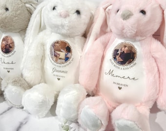 Personalized Photo Memorial Plush | Bunny | Personalised Grandparent Memory Teddy | Handpicked For Earth | Sent With A Kiss From Heaven