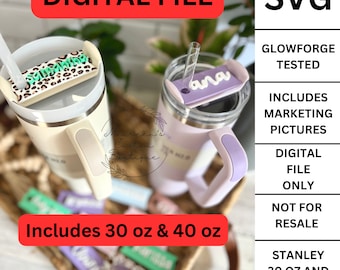 Becher Namensschild DIGITALE DATEI | Laserdatei | Schnittdatei | Glowforge getestet | SVG | Namensschild | Becher svg | 30 Unzen | 40 Unzen