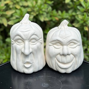 Pumpkin Face Set Ceramic Ready To Paint Halloween Bisque
