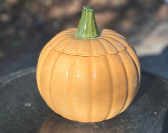 Ceramic Pumpkin Halloween Cookie Jar