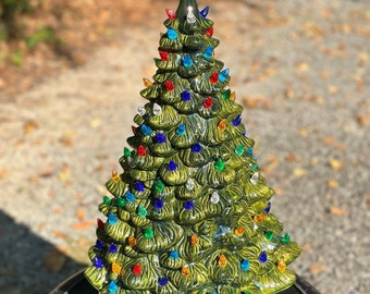 Vintage Ceramic Christmas Tree 21" & 19 Holland 993