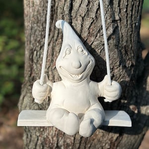 Ghost On Swing Vintage Halloween Rare Ceramic Bisque