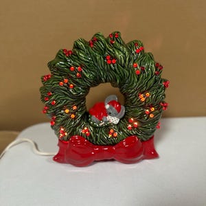 Vintage Tampa Bay Christmas Wreath 11&quot; With Sleeping Mouse