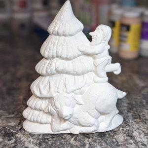 Elf Christmas Tree 1993 Vintage Ceramic Bisque