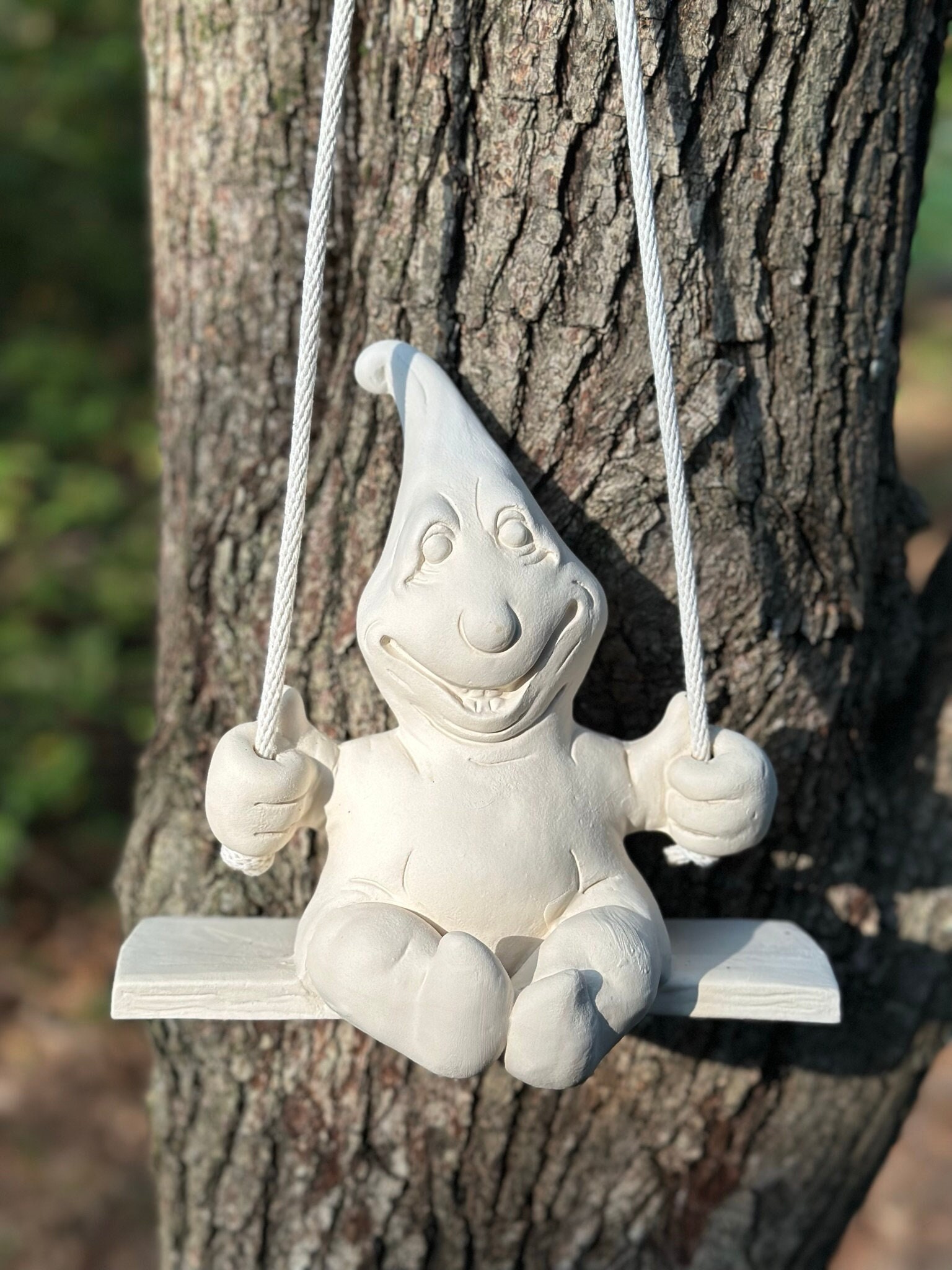 Ghost On Swing Vintage Halloween Rare Ceramic Bisque